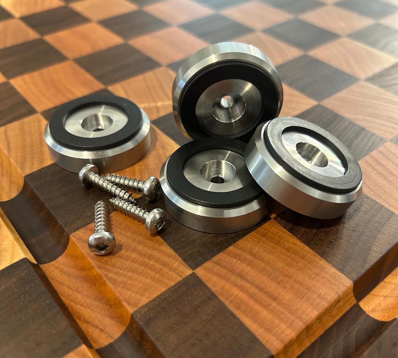 Handmade Brass Cutting Board Feet – 1.5” Round, Set Of 4, Gold Finish