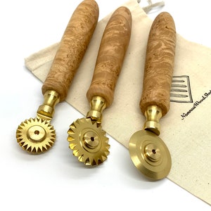 Brass pasta cutter, burl handle custom