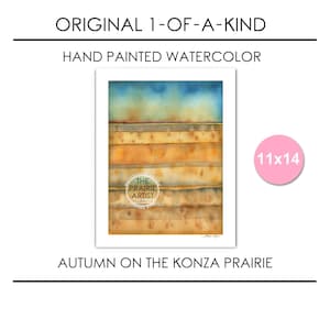 Hand Painted Konza Prairie Vibrant Tallgrass and Wildflowers Watercolor Art, 11 X 14 Flint Hills Kansas Autumn Landscape of Midwest Plains