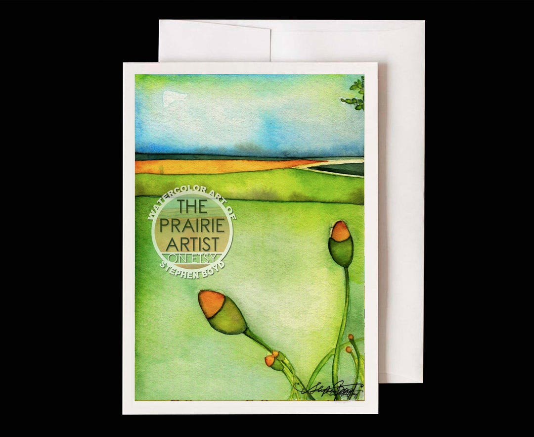 Great Plains Prairie Wildflower Buds Watercolor Art Greeting Card ...