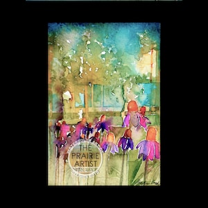 Garvan Woodland Gardens Hot Springs Watercolor Art Print, Botanical Garden, Arkansas Wildflowers, Blooming Coneflowers, Echinacea