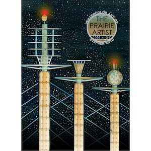 Bartle Hall Sky Sculptures Watercolor Art Print, Kansas City Hair Curlers Nighttime View, Architectural Artwork, Bright Night Skyline