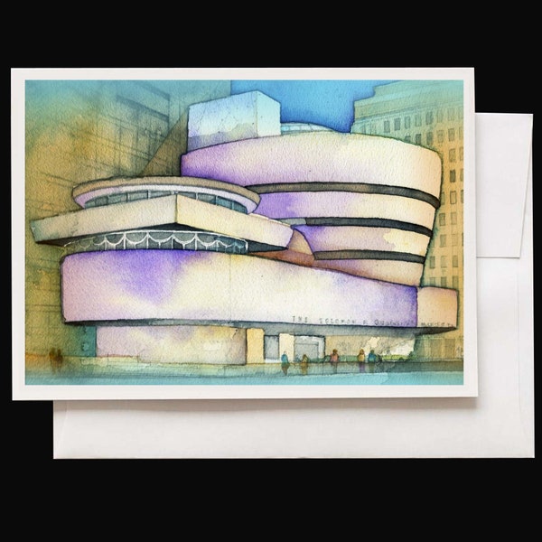 Guggenheim Card, Watercolor Greeting Card, New York Art Museum, Landmarks, Note Cards, All Occasion Card, Wright Gift, Wright in New York