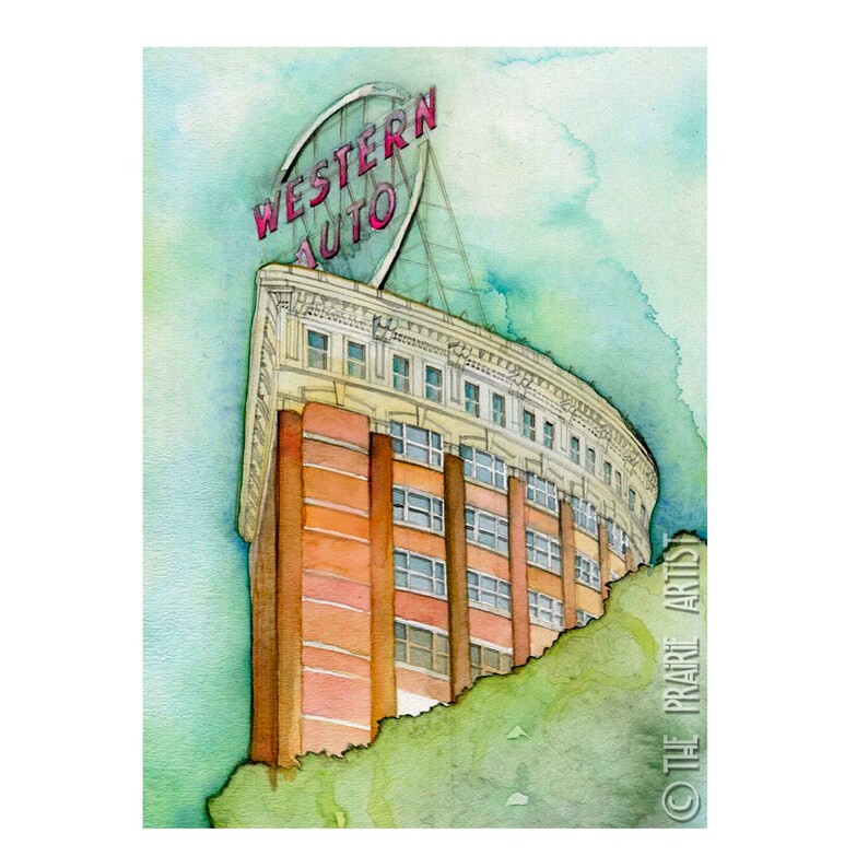 Western Auto Lofts Kansas City Watercolor Artwork Giclee Art Etsy