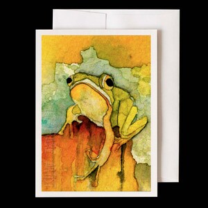 Cute Tree Frog Watercolor Note Card, 5 x 7 All Occasion Card, Frog Stationery, Forest Wildlife Artwork