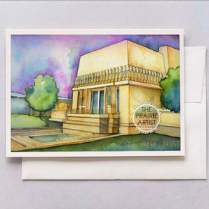Hollyhock House Watercolor Note Card, Wright Architecture, Los Angeles California, LA, Los Feliz, Architectural Card, East Hollywood