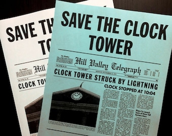 Back To The Future Save The Clock Tower Flier Set Prop/Replica > DIGITAL DOWNLOAD +Free Flux Capacitor Drawing