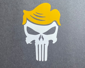 Trumpisher Decal: Punisher Trump Mashup (4" x 2 3/4")