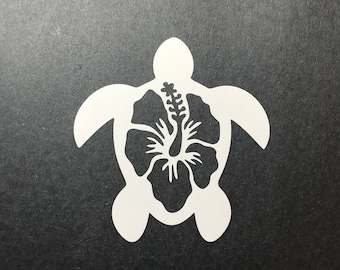Hawaiian Hibiscus Sea Turtle Decal