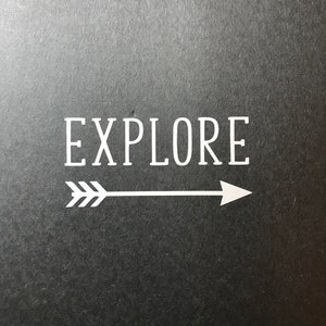 May include: A black background with the word "EXPLORE" in white text and a white arrow pointing to the right.