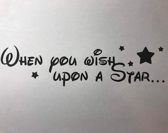 PINOCCHIO when you wish upon a star nursery DISNEY vinyl wall art sticker quote 