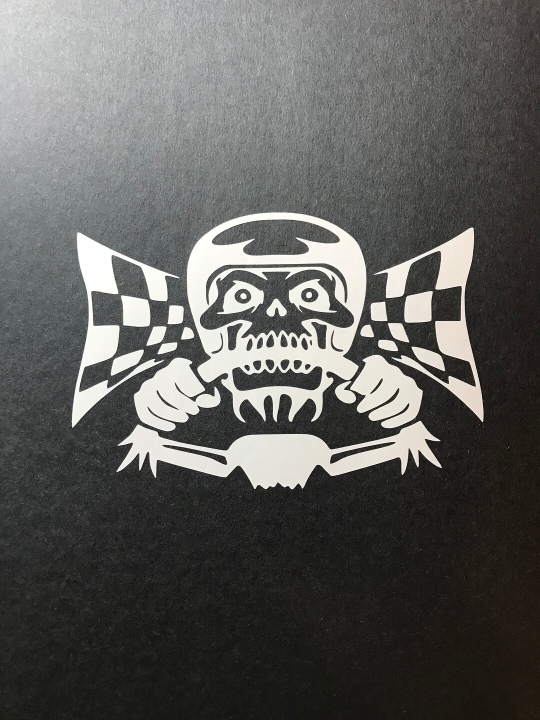 Skull Racing Sticker Skull Race Driver Decal - Etsy