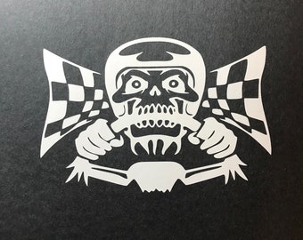 Skull race driver decal