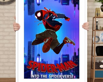 Spider Man Into the Spider Verse Movie Art Canvas Poster 12x18 24x36 inch