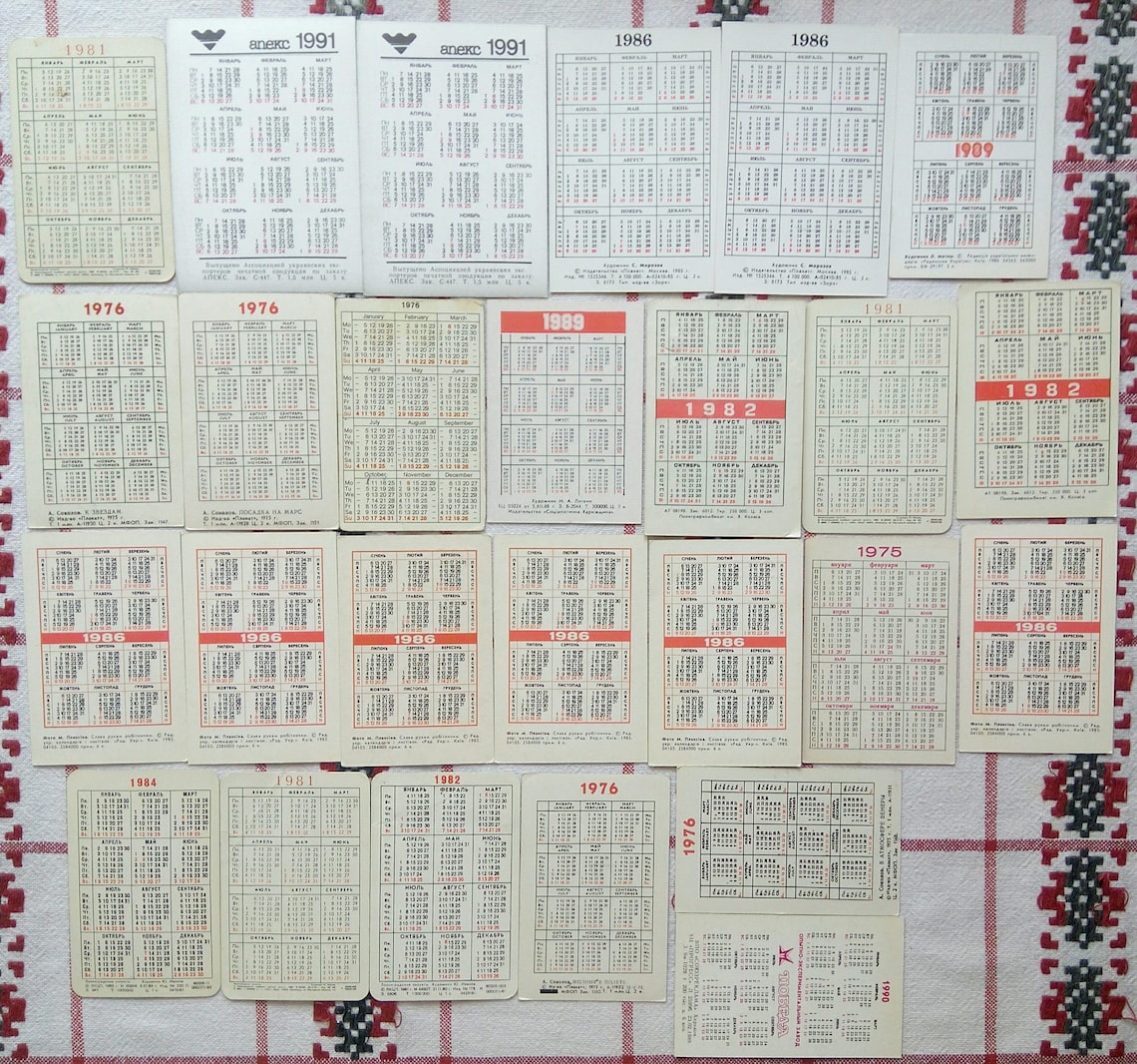 Vintage pocket soviet calendars / a set of 70 soviet calendars Etsy