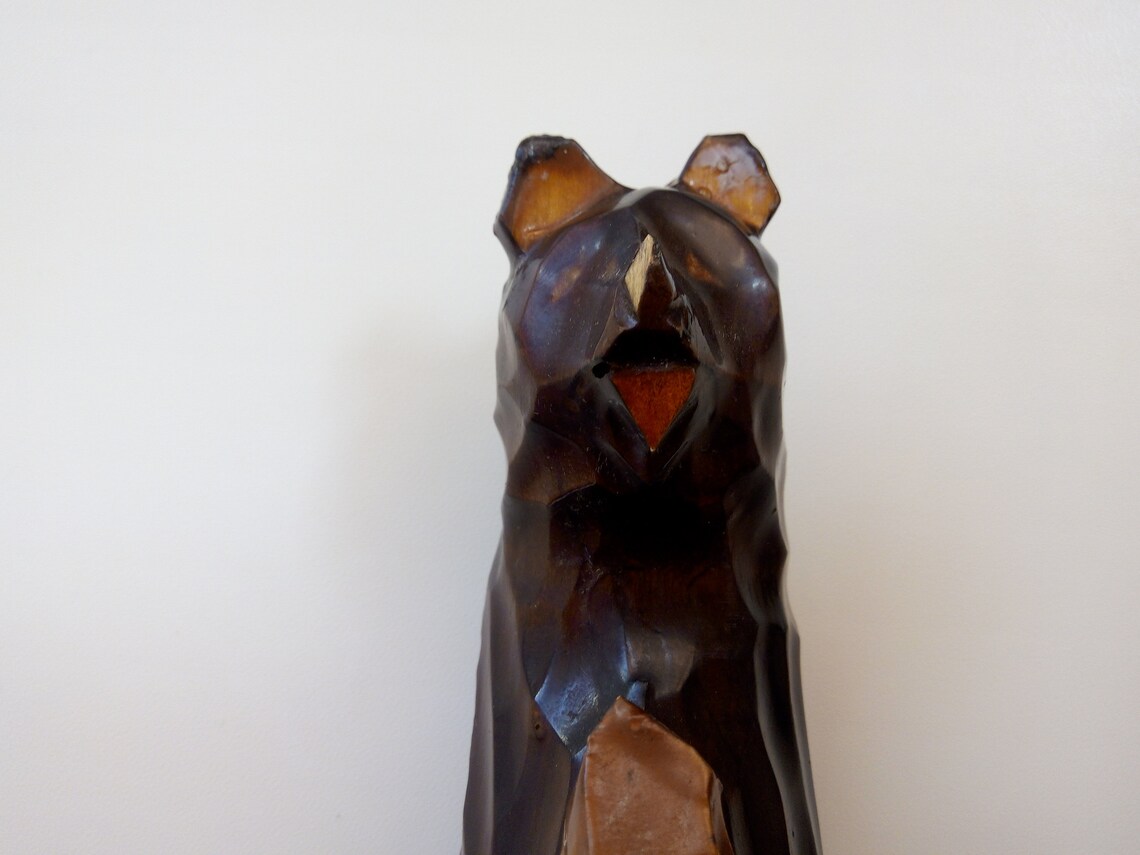 Bear figurine antique wooden / bear figurine / carved bear / Etsy