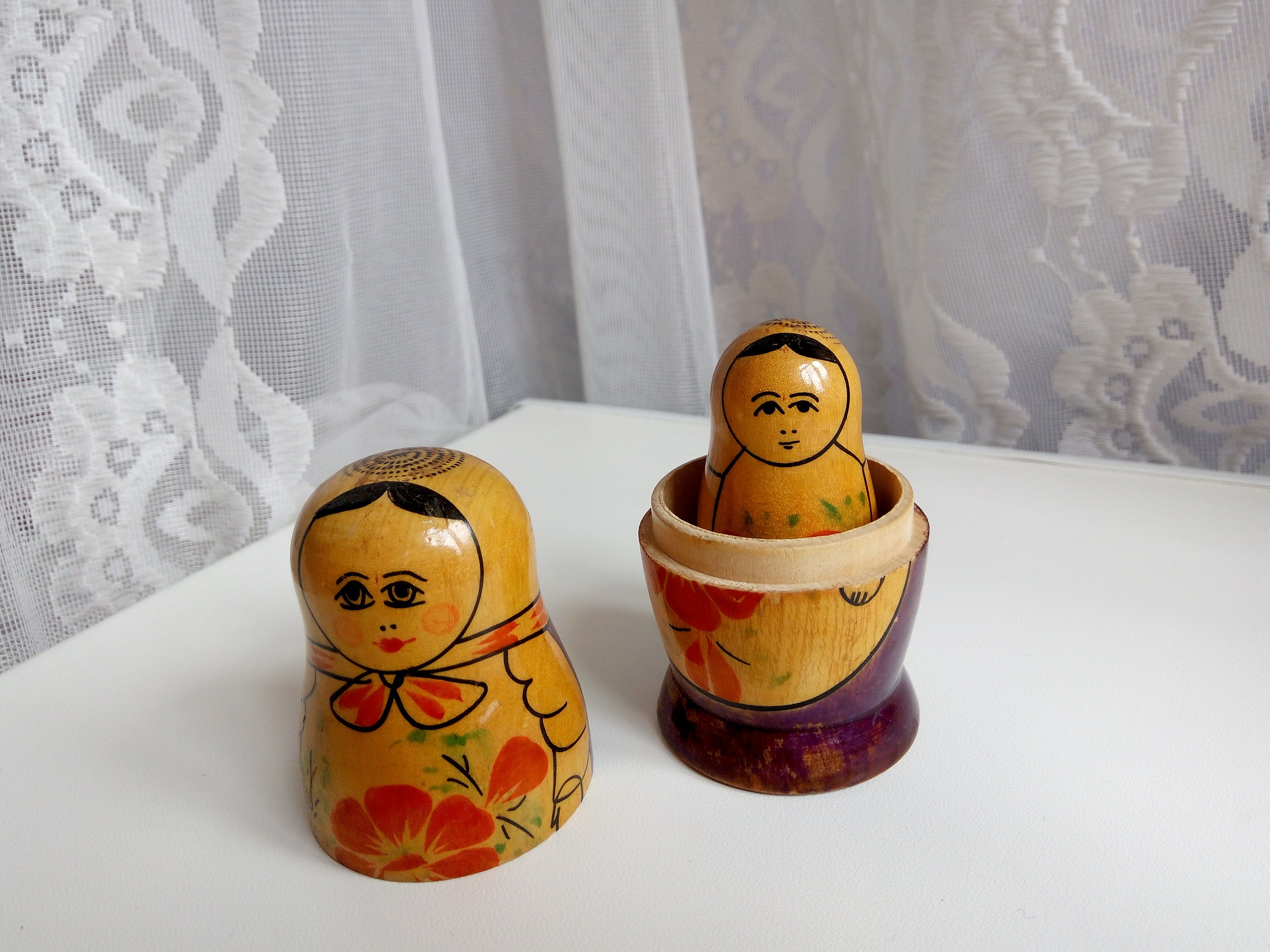 Vintage Russian wooden nesting dolls / three nesting dolls Etsy