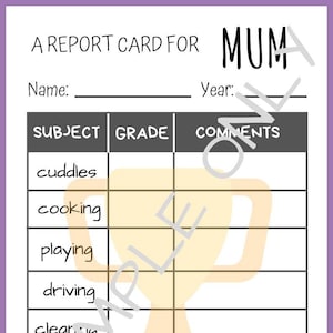 Boleta de calificaciones de mamá A4