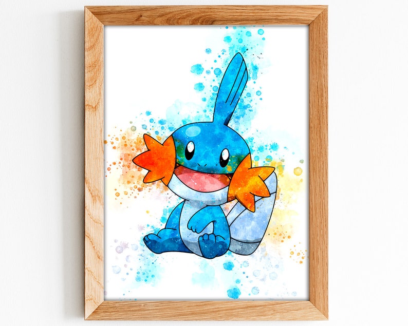Pokemon Mudkip Watercolor Poster Pokemon Wall Art Pokemon Gift P258 Mudkip Pokemon Print Art Collectibles Prints Dekorasyonu Net