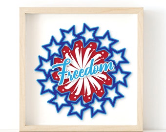 Freiheit Feuerwerk Mandala 3d SVG für Cardstock Cricut Silhouette