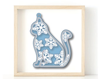 Kitty Cat Snowflake Mandala Ornament 3D SVG Cricut silhouet
