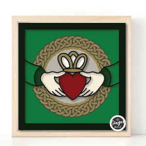 Cartulina SVG 3d Claddagh Shadowbox irlandesa para silueta Cricut