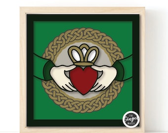 Irish Claddagh Shadowbox 3d SVG Cardstock für Cricut Silhouette