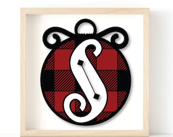 3d SVG Alphabet Plaid Monogram Ornament- Letter S for Paper Cardstock Cricut Silhouette