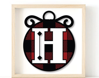 3d SVG Alphabet Plaid Monogram Ornament- Letter H for Paper Cardstock Cricut Silhouette