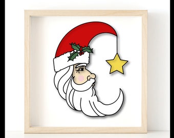 Weihnachtsmann Santa Mond 3d SVG
