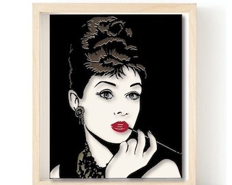 Audrey Hepburn 3d SVG für Papier Cardstock Shadow Box Cricut Silhouette