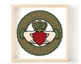 Keltischer Claddagh 3d SVG für Cardstock Cricut Silhouette