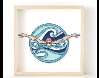 Sunshine Swimmer 3d SVG für Papier Cardstock Cricut Silhouette