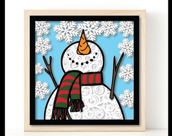 Snowman Shadowbox 3d SVG