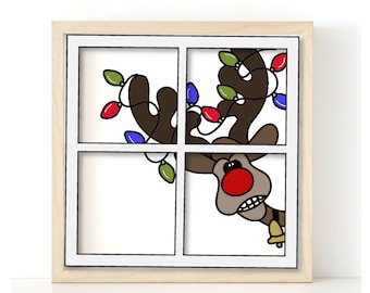 Goofy Rentier mit Lichtern Weihnachten 3d SVG für Catdstock Cricut Silhouette