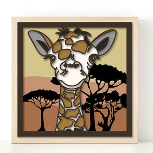 Jirafa Shadowbox 3d SVG Cardstock para Cricut Silhouette Nursery