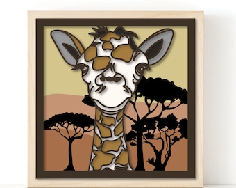 Giraffe Shadowbox 3d SVG Cardstock für Cricut Silhouette Kindergarten