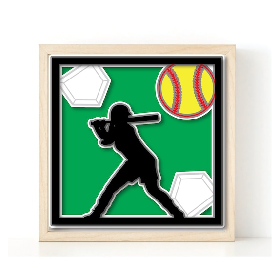 Download Softball Player Shadowbox 3d Svg Etsy
