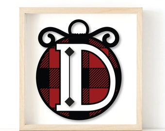 3d SVG Alphabet Plaid Monogram Ornament- Letter D for Paper Cardstock Cricut Silhouette