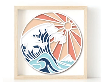 Wellen und Sonnenschein 3d SVG für Cardstock Cricut Silhouette