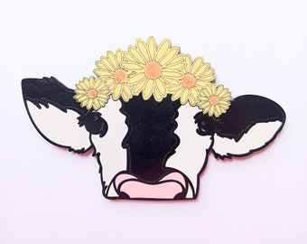 Spähende Kuh Floral Glowforge Laser getestet SVG Hand gezeichnet