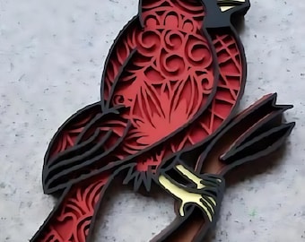 Kardinal Mandala Glowforge Laser SVG Handgezeichnet