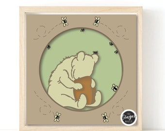 Klassische Pooh Shadowbox 3d SVG Karton für Cricut Silhouette