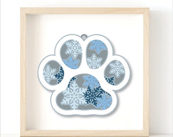 Paw Print sneeuwvlok Mandala SVG 3d SVG voor Cricut silhouet