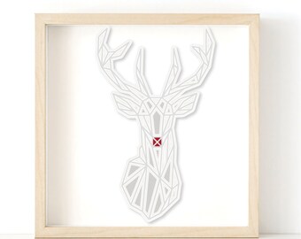 Hirsch Reh mit optionaler roter Nase 3D SVG