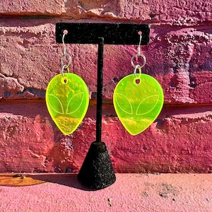 Alien earrings: rave, festival, edm, disco,