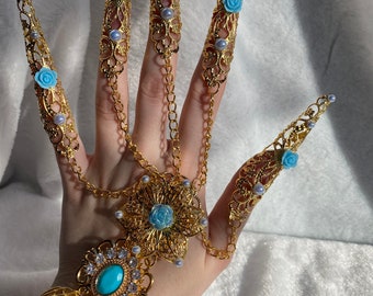 Lilibeth finger jewelry: Finger claw- Finger armour claw -Finger armour -Metal glove -Claw ring - Filigree jewelry- Hand armor