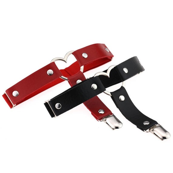 Heart Ring Faux Leather Leg Garters 