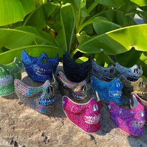 Mörkblå dödskallemask med blå tårar: ansiktsmask, dödskallemask, tårdroppar, kristaller, festival, musikfestival bild 5