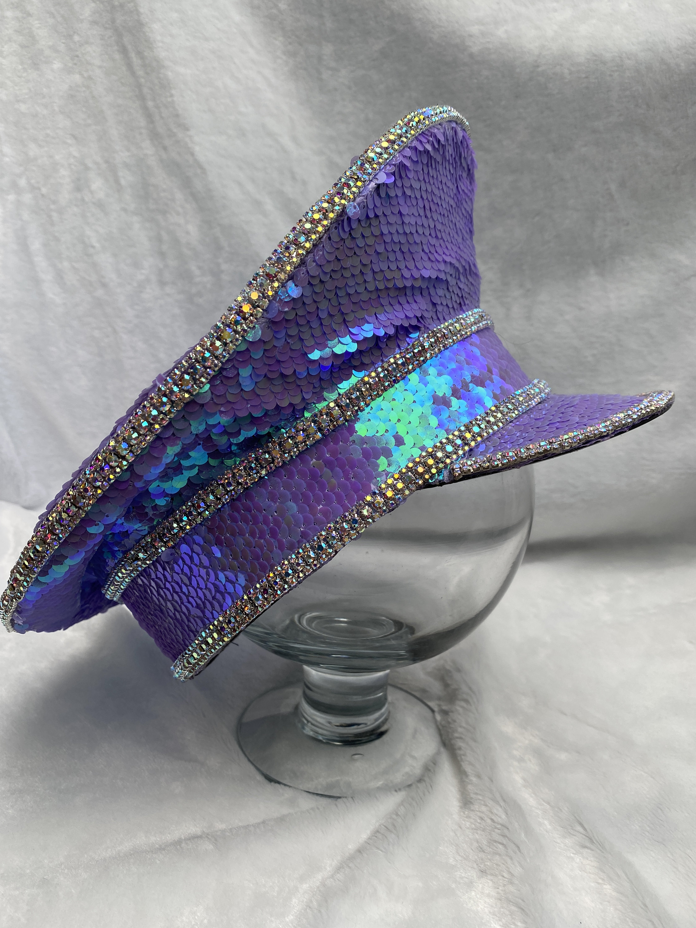 Burning Man Purple Sequin Hat Purple Sequin Captain Hat: Rave, Cap, Burning Man, Marching  main image 2